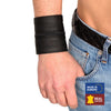 Poignet bracelet de force en cuir - Noir/Noir- avec zip
