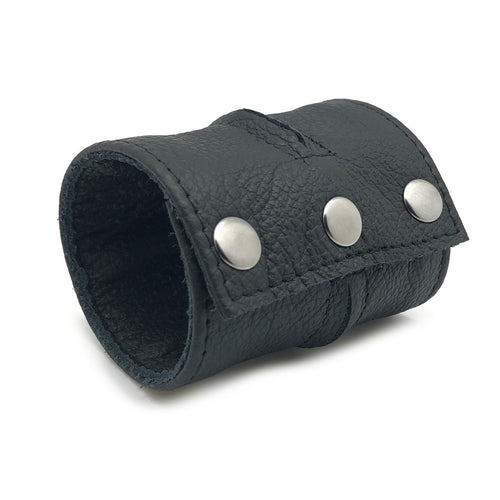 Poignet bracelet de force en cuir - Noir/Noir- avec zip