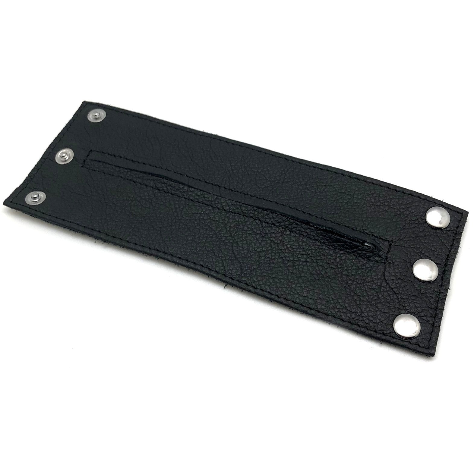 Poignet bracelet de force en cuir - Noir/Noir- avec zip