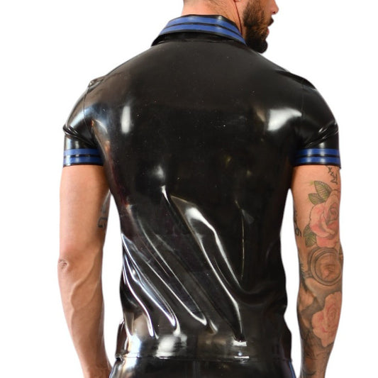 Polo en latex Xrub Noir-Bleu