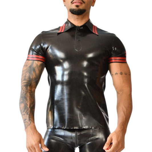 Polo en latex Xrub Noir-Rouge