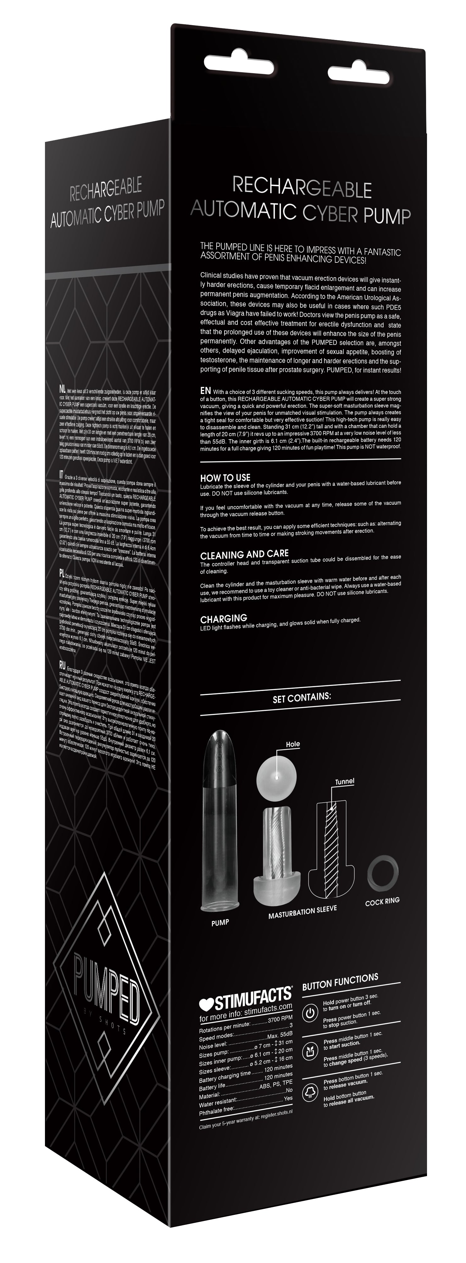 Pompe pour pénis Masturbateur Cyber Pump 22 x 6cm