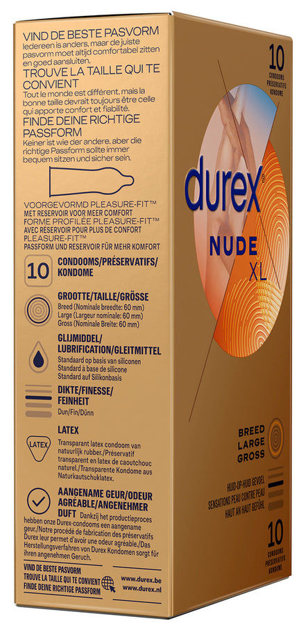 Préservatifs Durex Nude XL 60mm x10