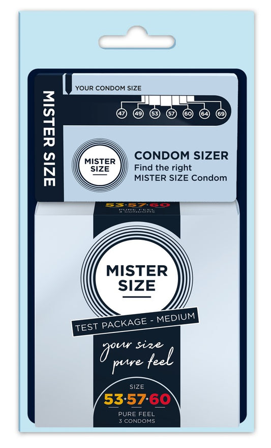 Préservatifs Mesureur Mister Size Échantillon 3 tailles 53, 57 et 60mm x 3
