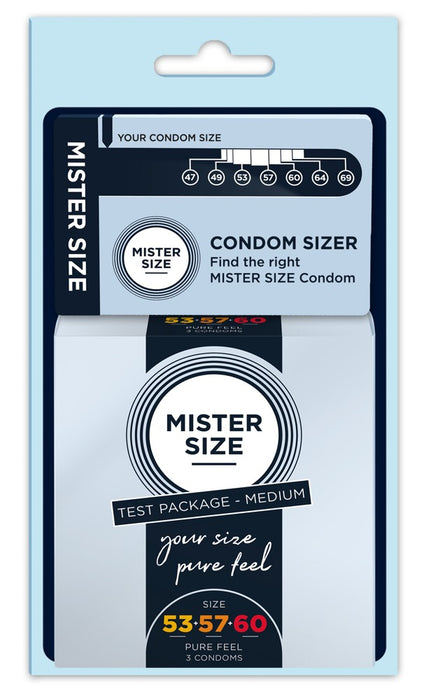 Préservatifs Mesureur Mister Size Échantillon 3 tailles 53, 57 et 60mm x 3