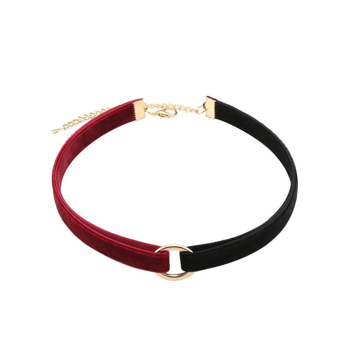 Ras de cou VELVET DUO Noir-Rouge