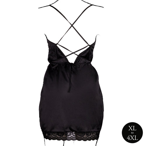 Robe Fendue Grande Taille Krystal Noir