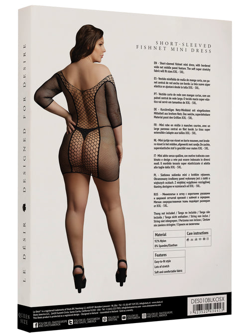 Robe Grande Taille DUO NET SLEEVED - Noir