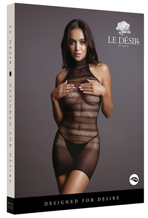 Robe sexy High Lace Neck Net Noir