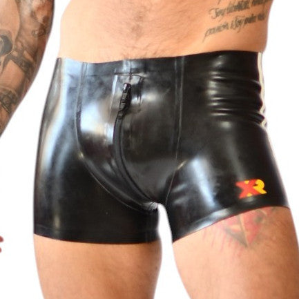 Short en latex Xrub avec Zip Avant/Arrière Noir-Blanc