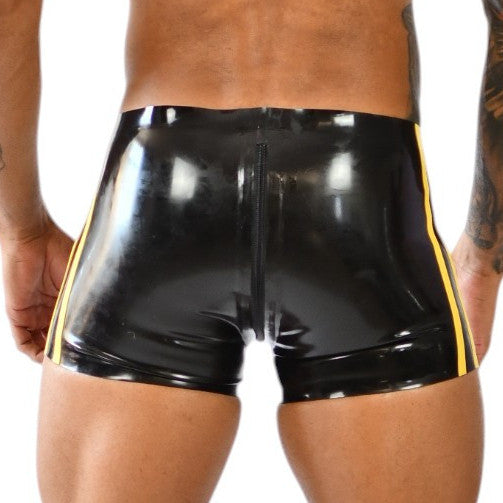 Short en latex Xrub Avec Zip Avant/Arrière Noir-Jaune