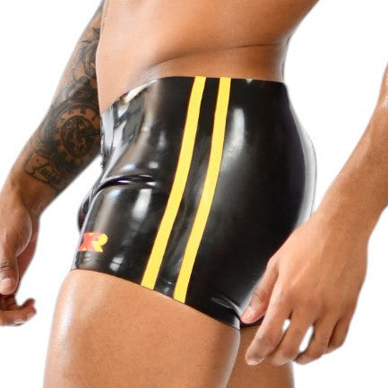 Short en latex Xrub Avec Zip Avant/Arrière Noir-Jaune