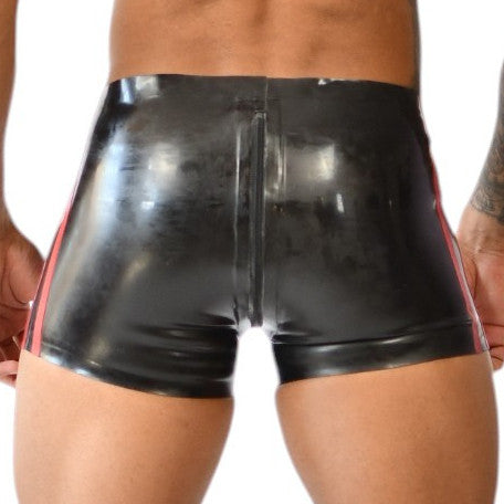 Short en latex Xrub avec Zip Avant/Arrière Noir-Rouge