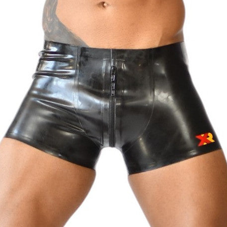 Short en latex Xrub avec Zip Avant/Arrière Noir-Rouge