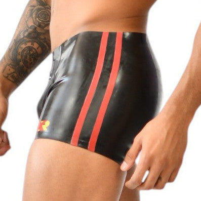 Short en latex Xrub avec Zip Avant/Arrière Noir-Rouge