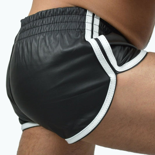 Short Imitation Cuir Sports Line Noir-Blanc