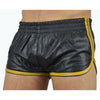 Short Imitation Cuir Sports Line Noir-Jaune