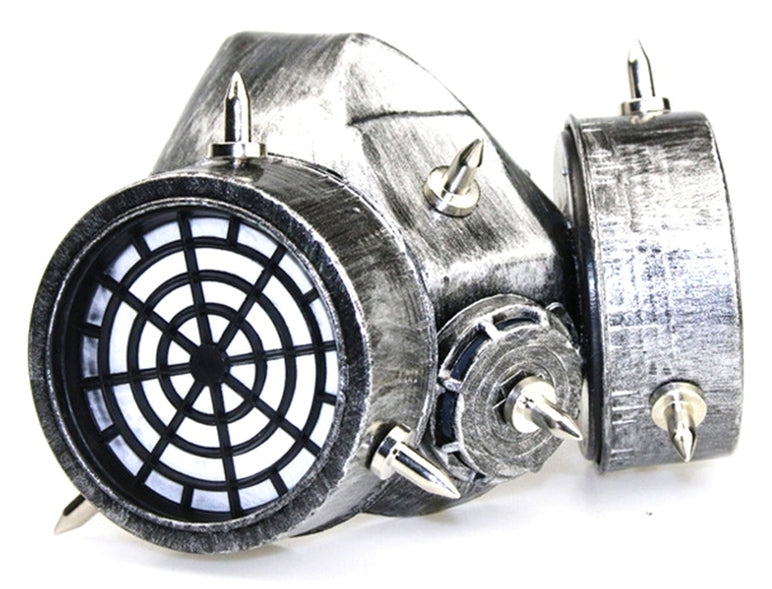 Masque à gaz et lunettes Rivets Silver Argenté