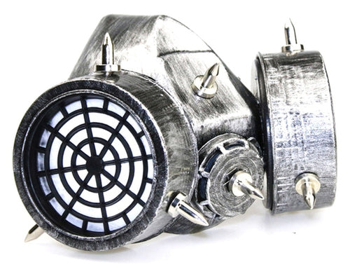 Masque à gaz et lunettes Rivets Silver Argenté