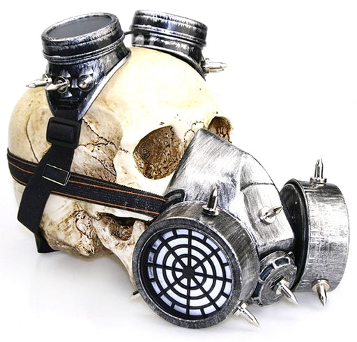 Masque à gaz et lunettes Rivets Silver Argenté