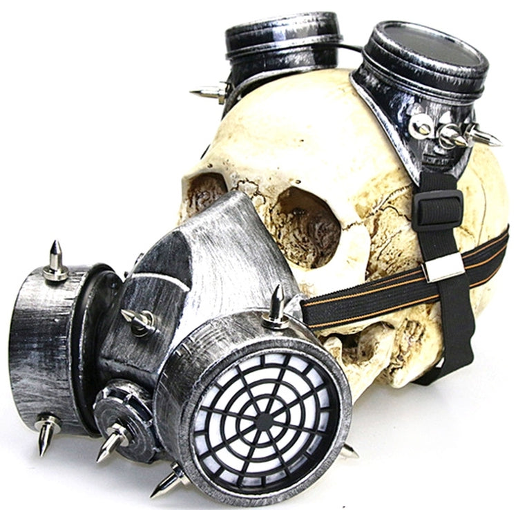 Masque à gaz et lunettes Rivets Silver Argenté