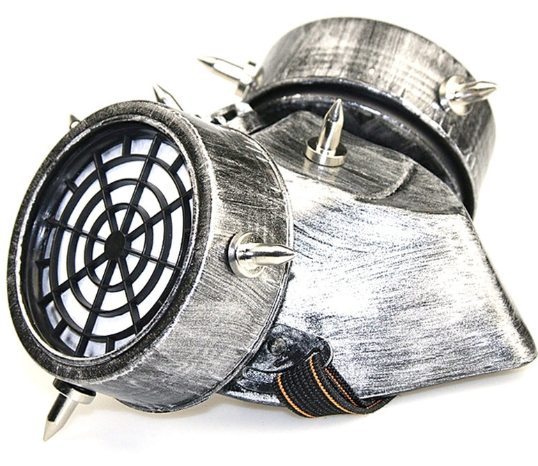 Masque à gaz et lunettes Rivets Silver Argenté