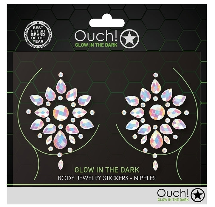 Stickers Cache-seins strass phosphorescents Glow Nipples