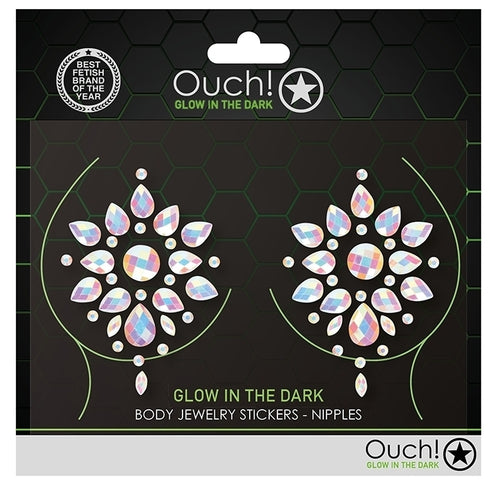 Stickers Cache-seins strass phosphorescents Glow Nipples