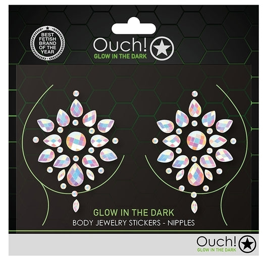 Stickers Cache-seins strass phosphorescents Glow Nipples