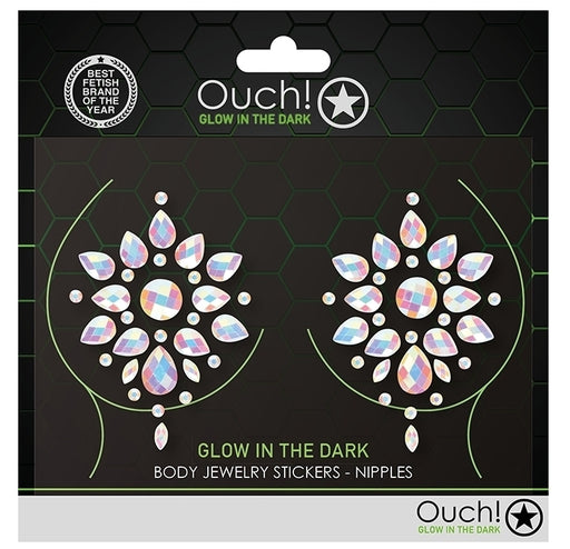Stickers Cache-seins strass phosphorescents Glow Nipples