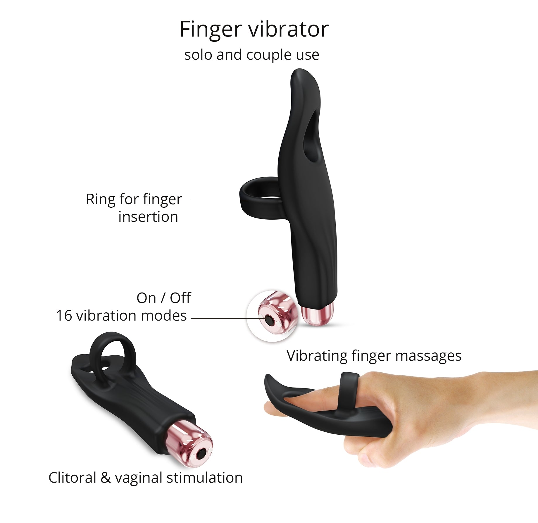Stimulateur de clitoris Tickle Me Love to Love Noir