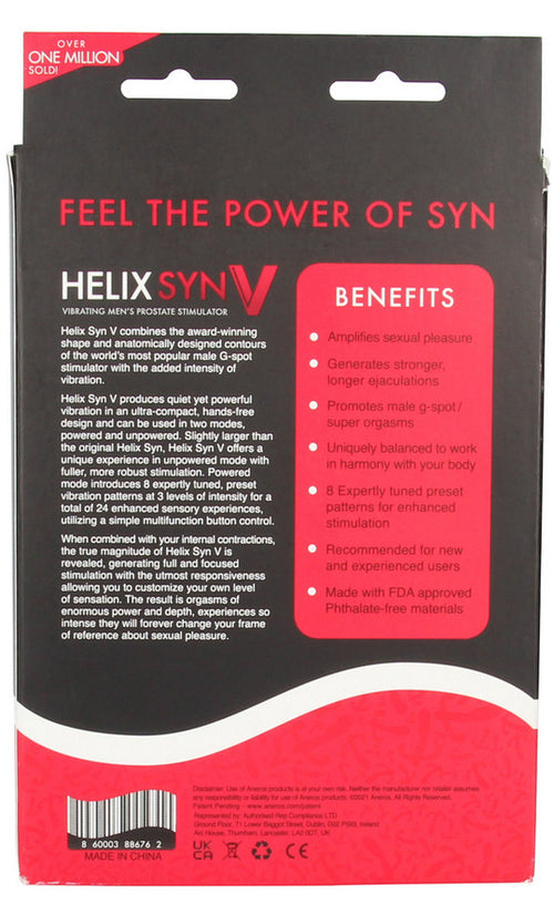 Stimulateur prostate vibrant Helix Syn V 10 x 2.5cm