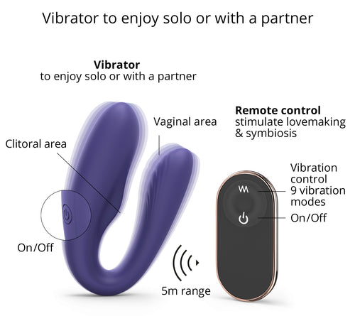 Stimulateur vibrant pour couple Match Up Love to Love Indigo