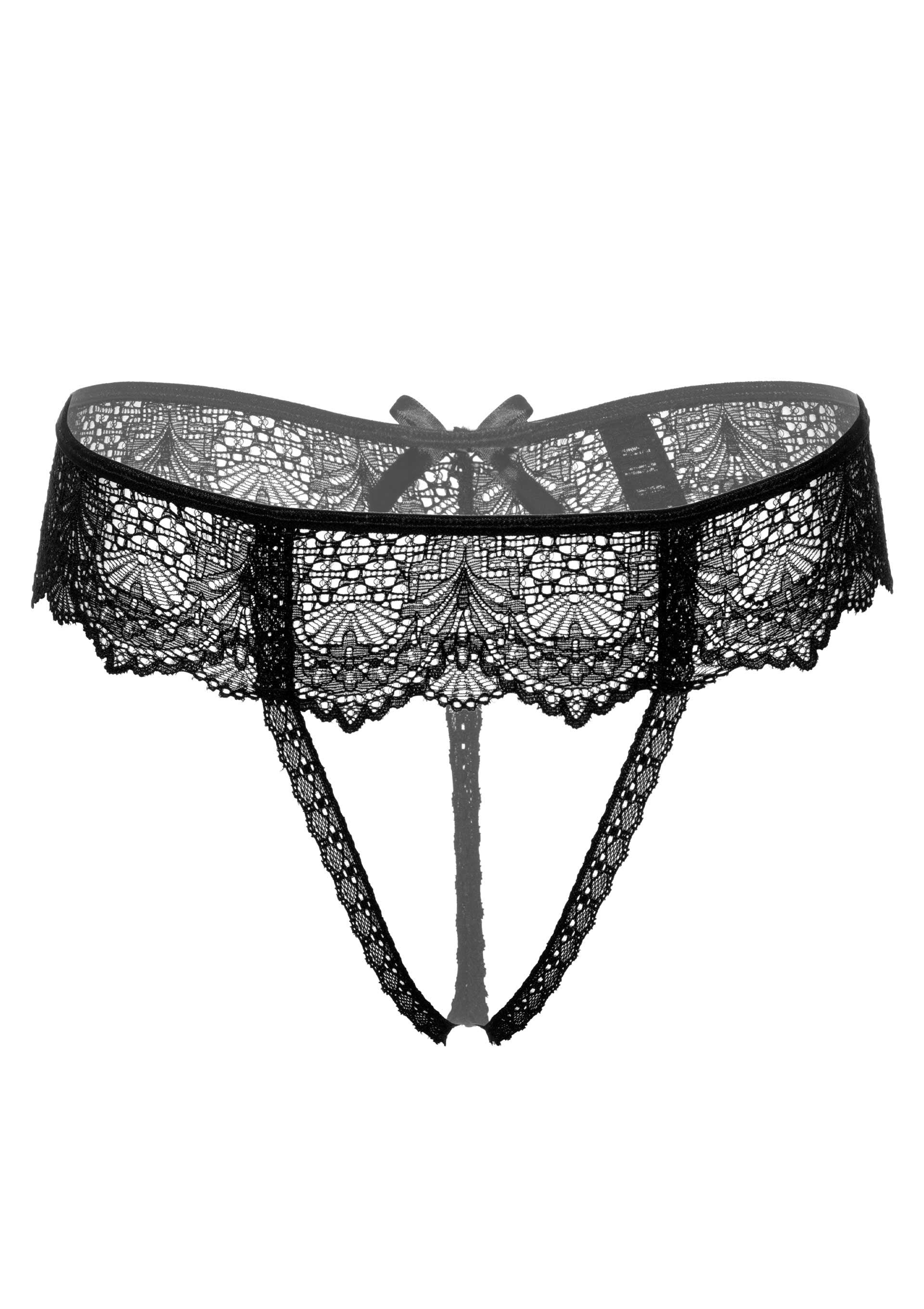 String avec bandeau dentelle Delphine Noir