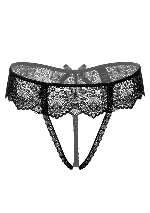 String avec bandeau dentelle Delphine Noir