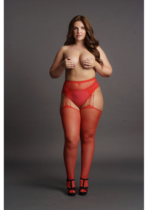 Collants à jarretelles RHINESTONE Rouges