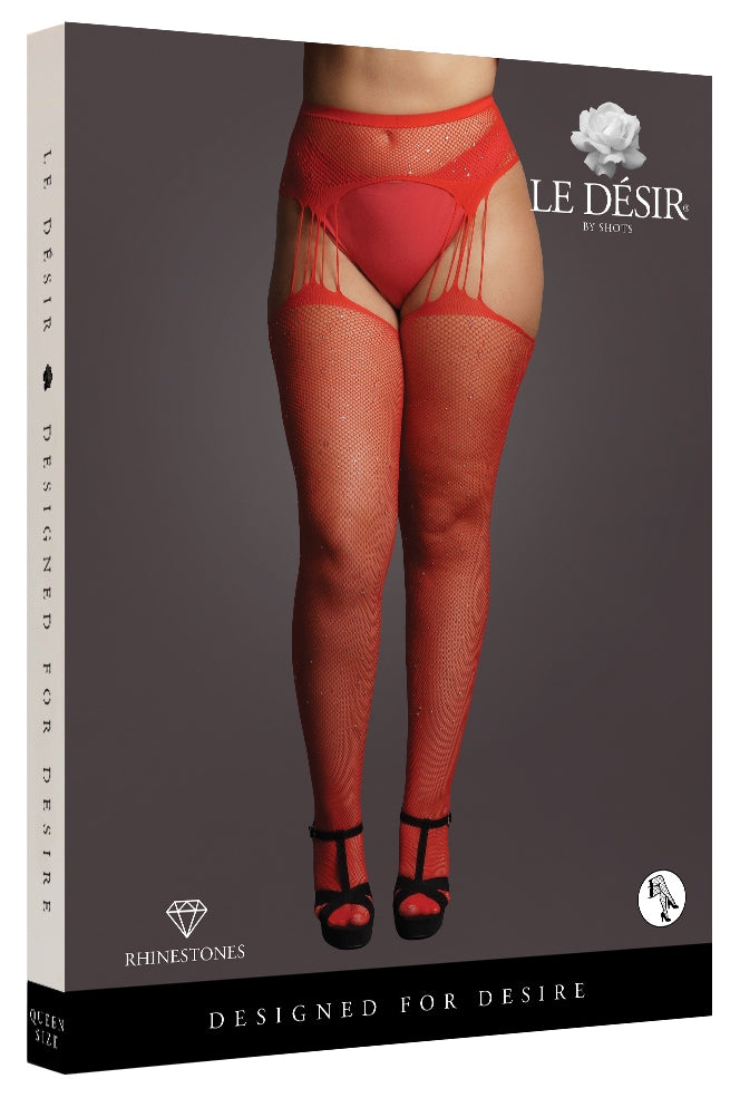 Collants à jarretelles RHINESTONE Rouges