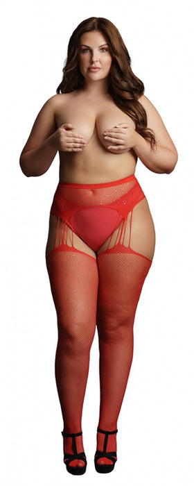Collants à jarretelles RHINESTONE Rouges