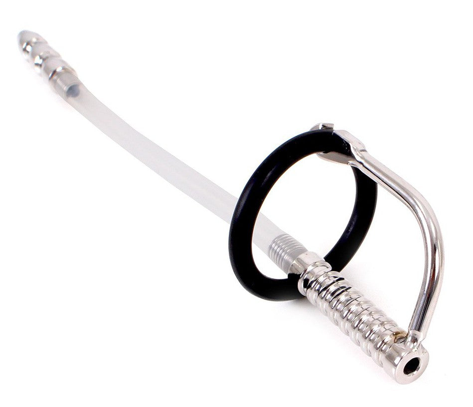 Tige d'urètre percée Catheter Ribbed 21cm - Diamètre 9mm