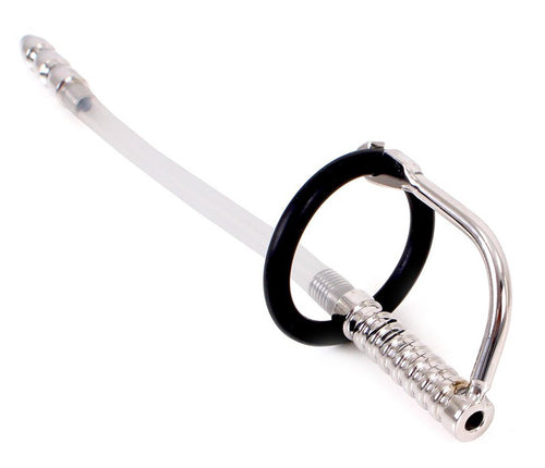 Tige d'urètre percée Catheter Ribbed 21cm - Diamètre 9mm