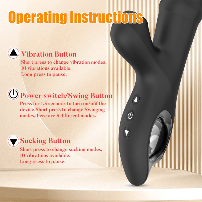 Vibro Rabbit Vibections 14 x 3.5cm Noir