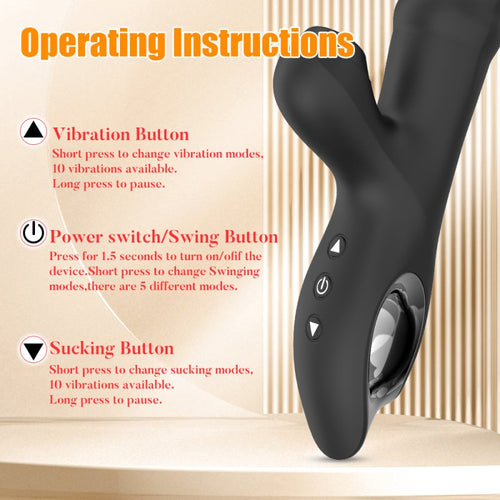 Vibro Rabbit Vibections 14 x 3.5cm Noir