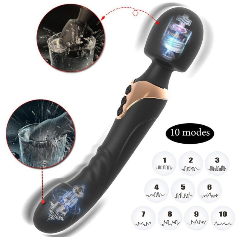 Wand-Dildo Duzio 10 Vibrations Noir