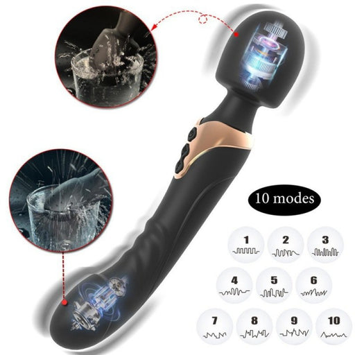 Wand-Dildo Duzio 10 Vibrations Noir