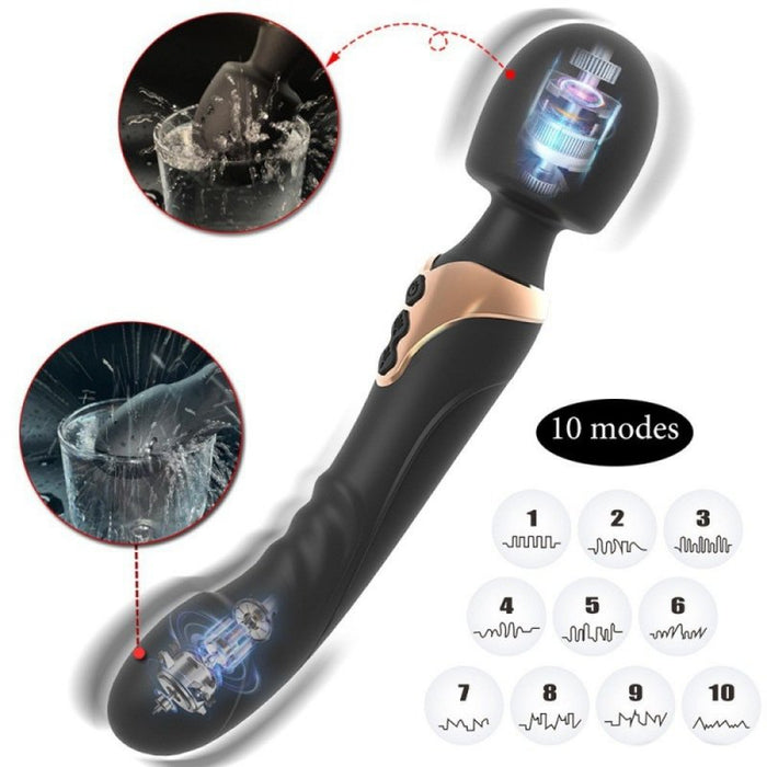 Wand-Dildo Duzio 10 Vibrations Noir