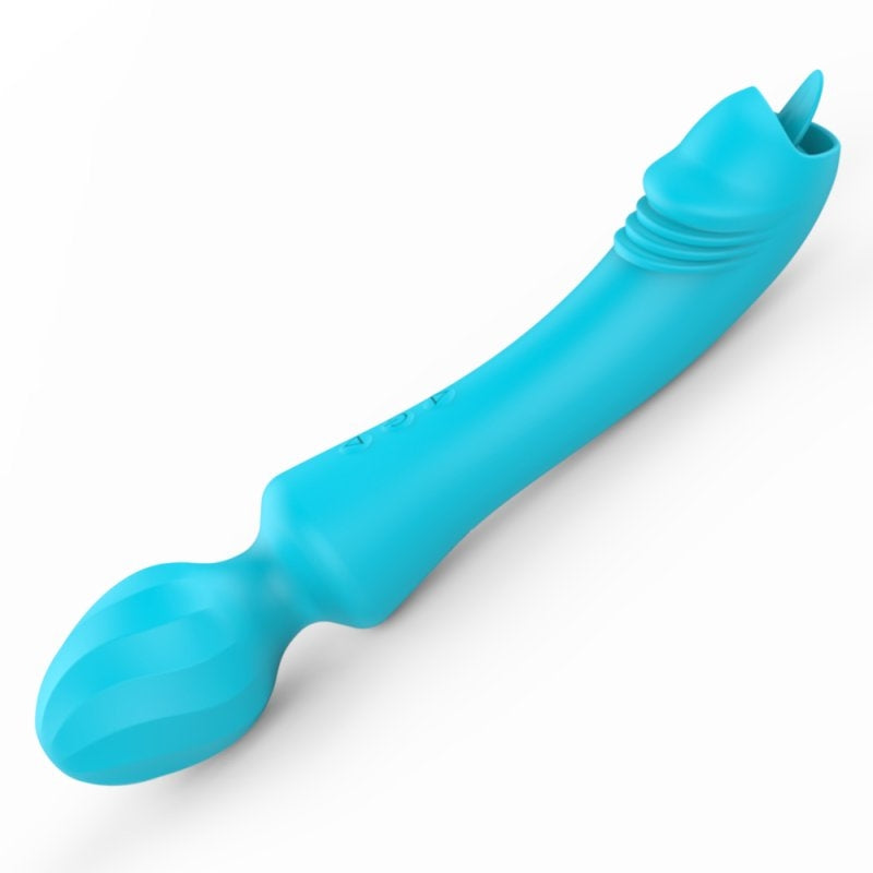 Wand Vibrant avec Langue Magic Head 20cm Turquoise