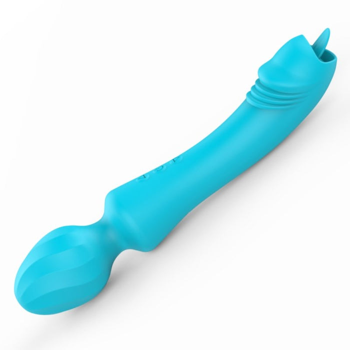 Wand Vibrant avec Langue Magic Head 20cm Turquoise